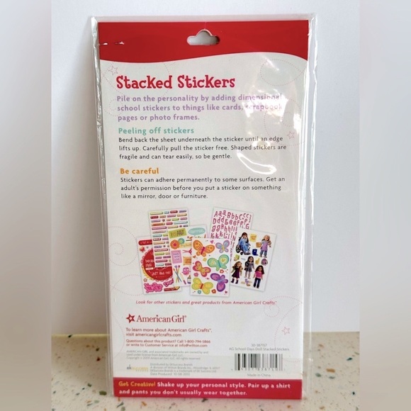 American Girl Doll Crafts Peel and Stick‎ Stacked Stickers 12 Pieces - Picture 3 of 3